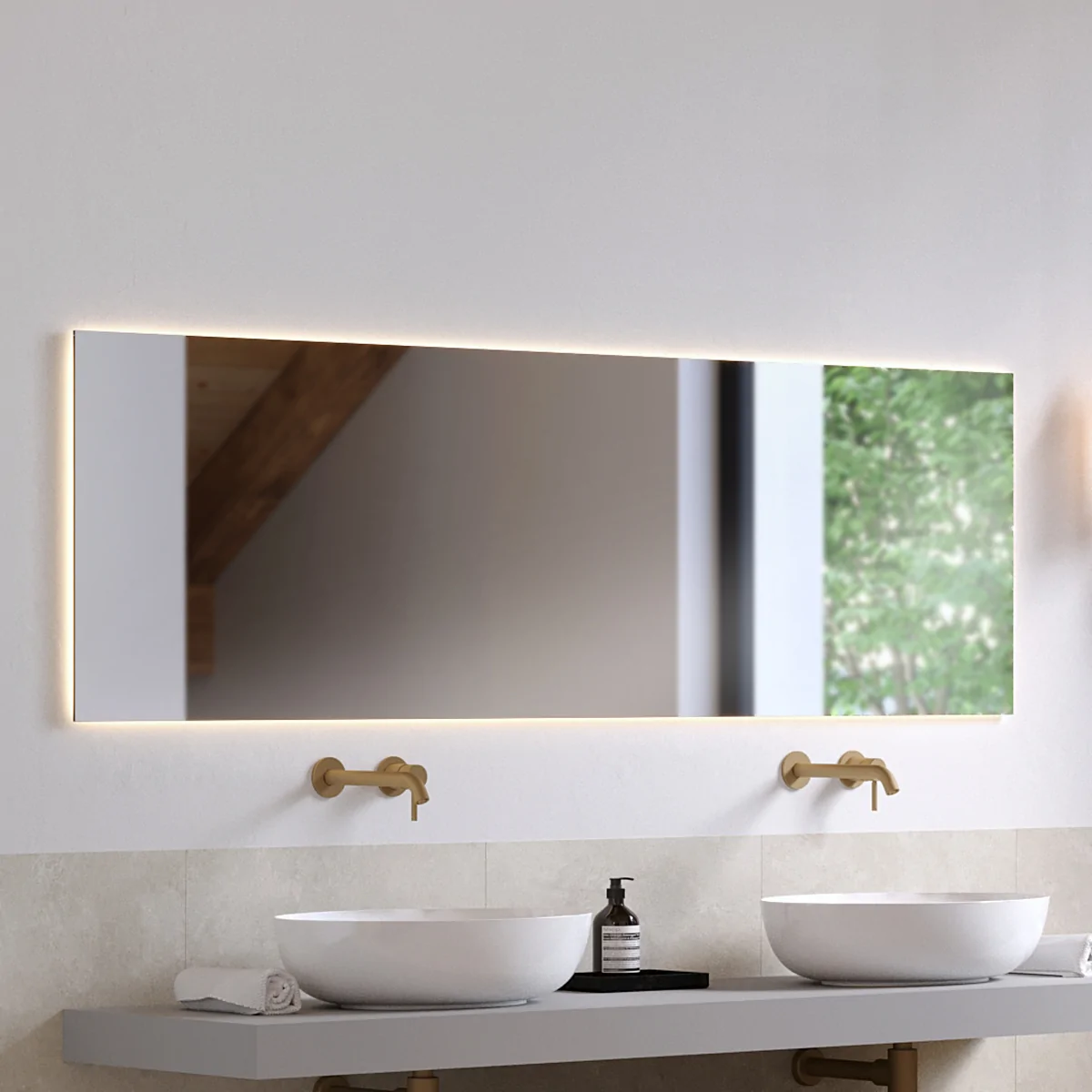 Rahmenloser Bad-Spiegel nach Maß, mit Ambient-Beleuchtung, rechteckig